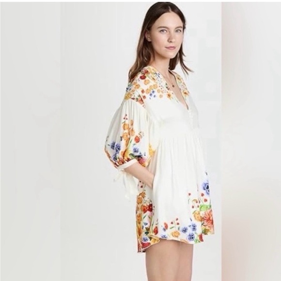 Agua Bendita Dresses & Skirts - Agua Bendita Floral Embroidered V-Neck Dress open back m Alex